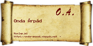 Onda Árpád névjegykártya
